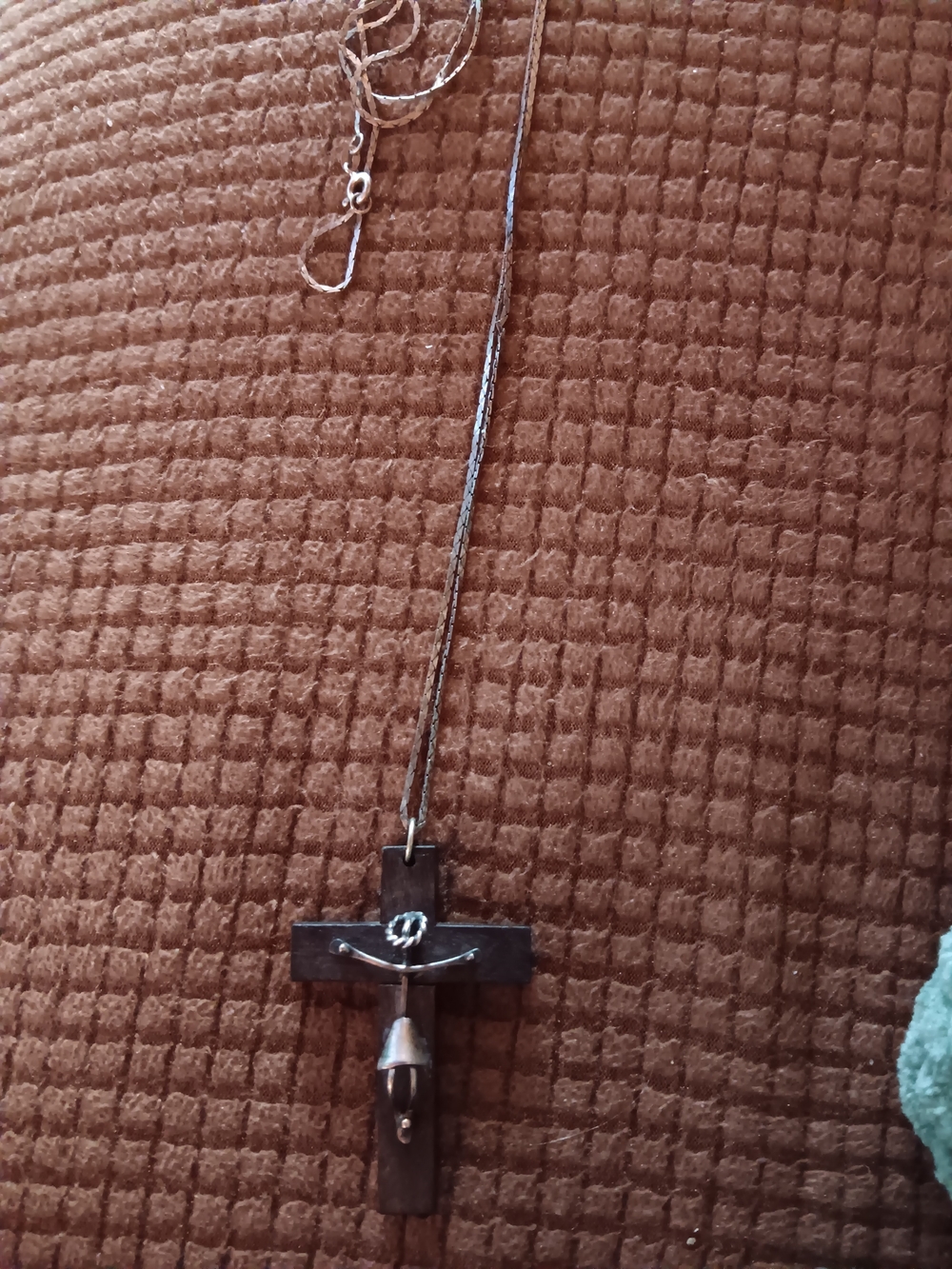 Brown Wood Cross Pendant Necklace - Unbranded